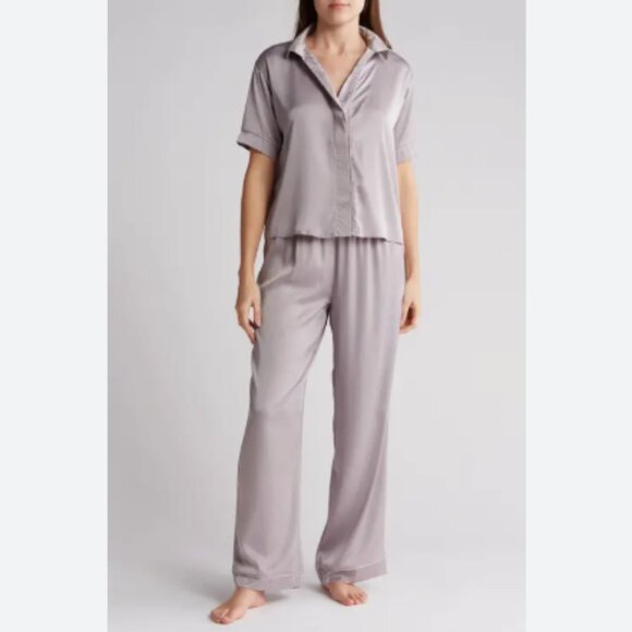 Danskin Light Gray Satin Pajama Set - Picture 1 of 8